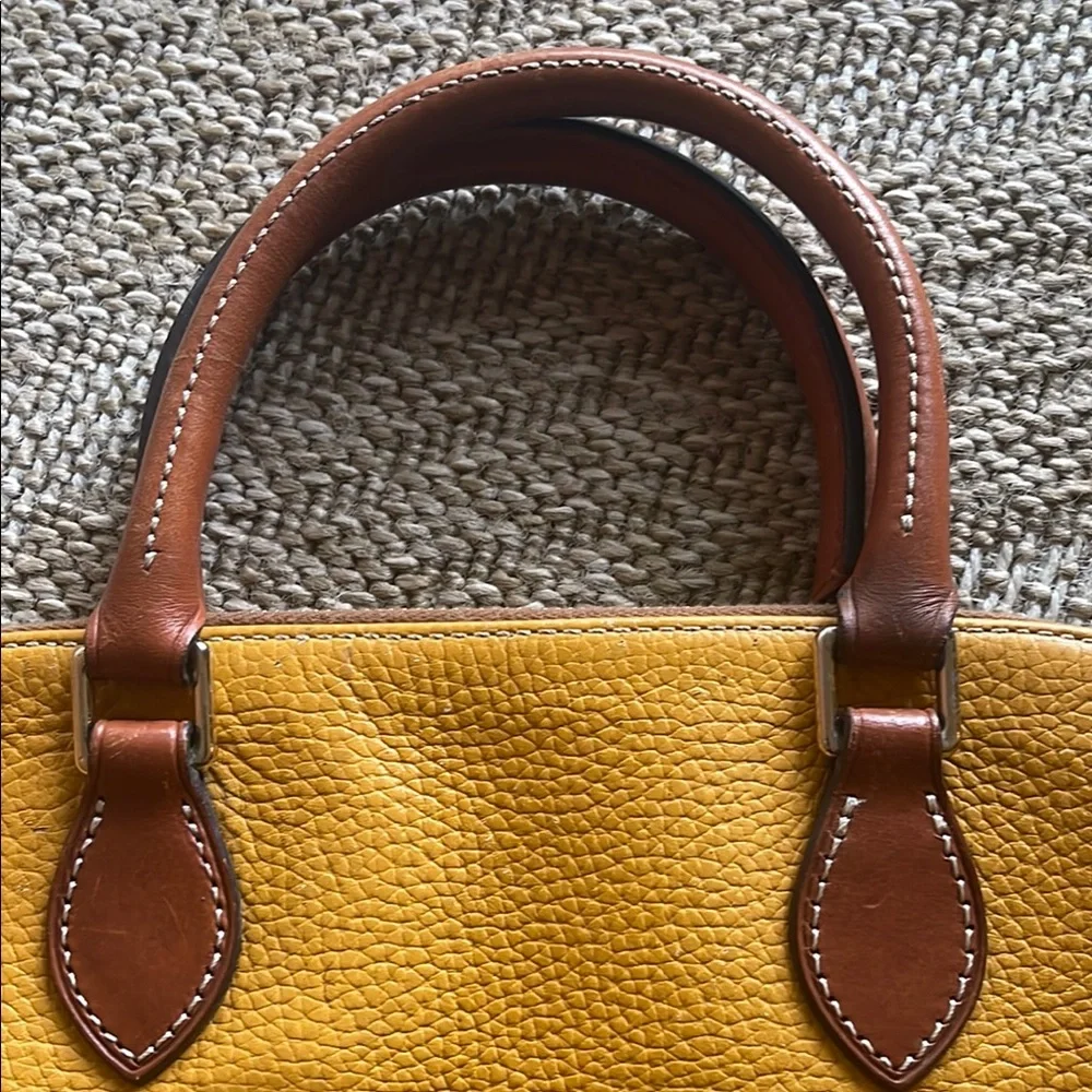 Dooney & Bourke Yellow and Brown Leather Satchel - Picture 5 of 9